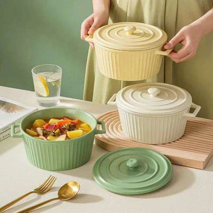 Elegant Heat-Insulating Ceramic Soup Bowl with Lid - Ideal for Ramen and Hearty Dishes - Très Elite