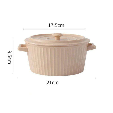Elegant Heat-Insulating Ceramic Soup Bowl with Lid - Ideal for Ramen and Hearty Dishes - Très Elite