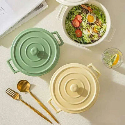 Elegant Heat-Insulating Ceramic Soup Bowl with Lid - Ideal for Ramen and Hearty Dishes - Très Elite