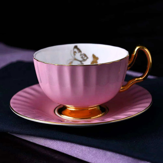 Elegant Heritage: Exquisite Bone China Tea and Coffee Set with 24K Gold Accents