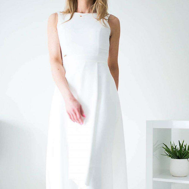 Elegant High-Low Hem Zipper-Back Evening Gown