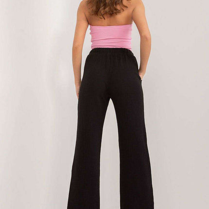 Elegant High-Waisted Muslin Cotton Trousers for Women - Très Elite
