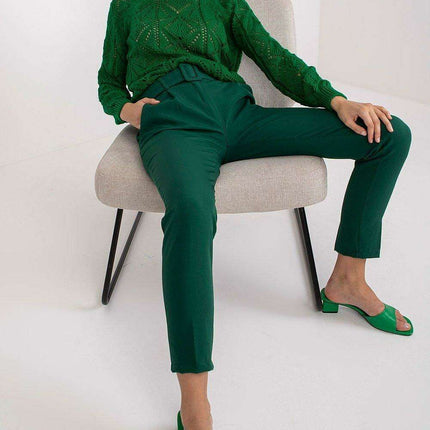 Elegant High Waisted Pants With Chic Belt And Pockets - Très Elite