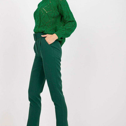 Elegant High Waisted Pants With Chic Belt And Pockets - Très Elite