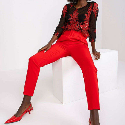 Elegant High Waisted Pants With Chic Belt And Pockets - Très Elite