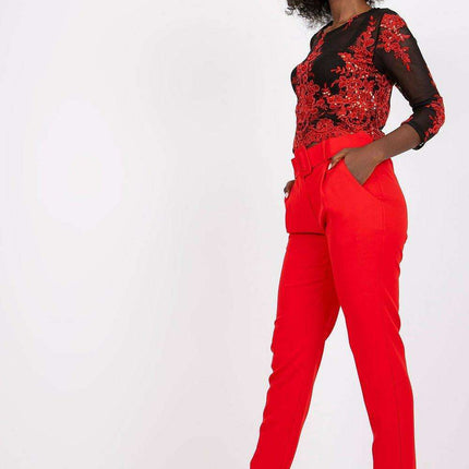 Elegant High Waisted Pants With Chic Belt And Pockets - Très Elite