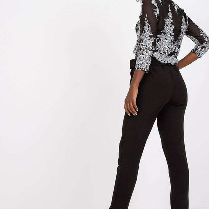 Elegant High Waisted Pants With Chic Belt And Pockets - Très Elite