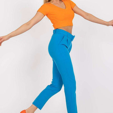 Elegant High Waisted Pants With Chic Belt And Pockets - Très Elite