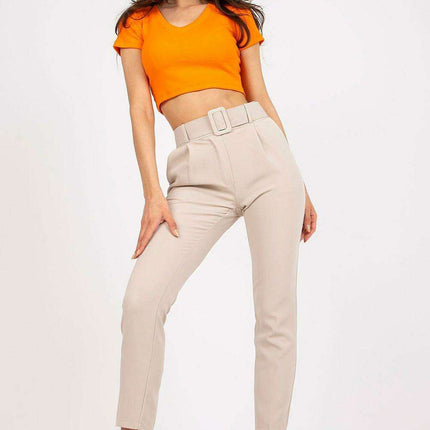 Elegant High Waisted Pants With Chic Belt And Pockets - Très Elite