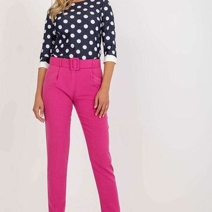 Elegant High Waisted Pants With Chic Belt And Pockets - Très Elite