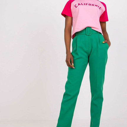 Elegant High Waisted Pants With Chic Belt And Pockets - Très Elite