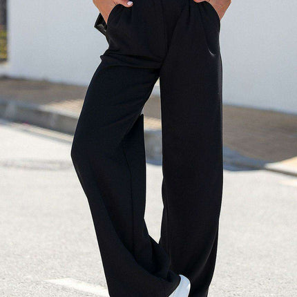 Elegant High Waisted Straight Leg Trousers Bahari Collection