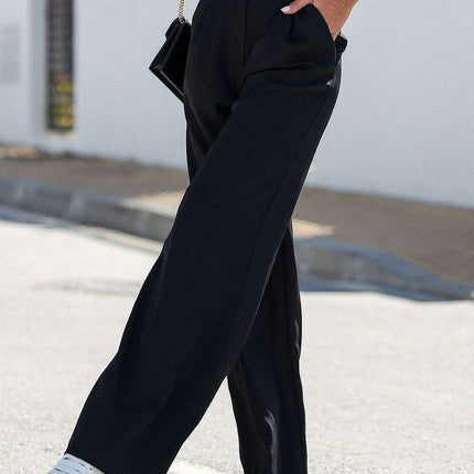 Elegant High Waisted Straight Leg Trousers Bahari Collection - Très Elite