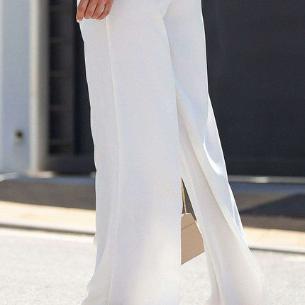 Elegant High Waisted Straight Leg Trousers Bahari Collection - Très Elite