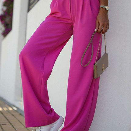 Elegant High Waisted Straight Leg Trousers Bahari Collection