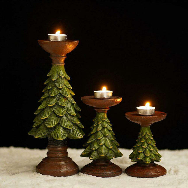 Elegant Holiday Candle Holder: Premium Resin Christmas Decor