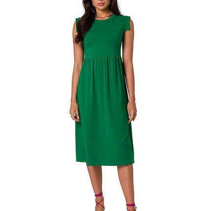 Elegant Holiday Midi Dress with Elevated Waistline