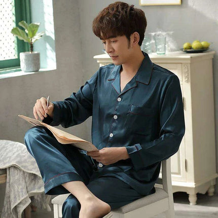 Elegant Ice Silk Pajama Set for Couples - Luxurious Sleepwear for Him and Her - Très Elite