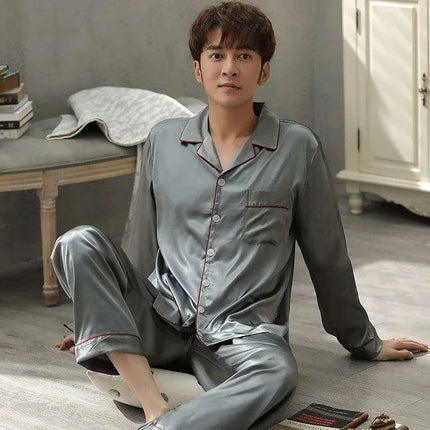 Elegant Ice Silk Pajama Set for Couples - Luxurious Sleepwear for Him and Her - Très Elite