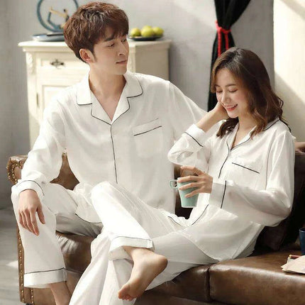 Elegant Ice Silk Pajama Set for Couples - Luxurious Sleepwear for Him and Her - Très Elite
