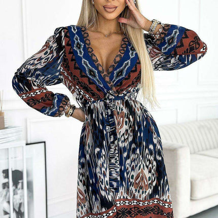 Elegant Indian Chiffon Dress with Trendy Belt from Europe