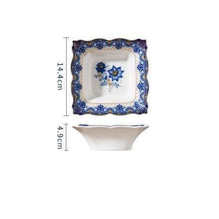 Elegant Italian Blue and White Floral Fine China Dining Set - Très Elite