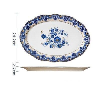 Elegant Italian Blue and White Floral Fine China Dining Set - Très Elite