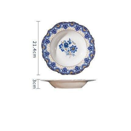 Elegant Italian Blue and White Floral Fine China Dining Set - Très Elite