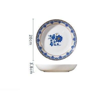Elegant Italian Blue and White Floral Fine China Dining Set - Très Elite