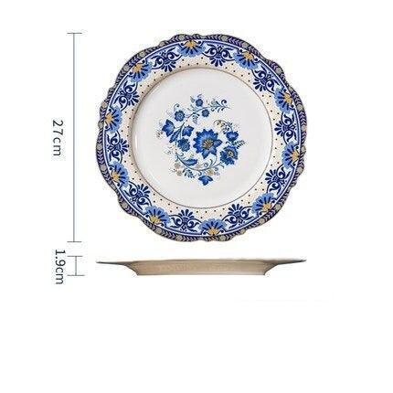 Elegant Italian Blue and White Floral Fine China Dining Set - Très Elite