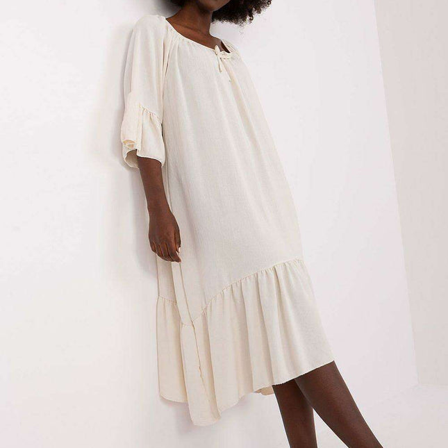 Elegant Italian Summer Frill Dress For Women Lightweight