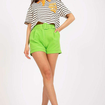 Elegant Italian Zip Front Shorts With Coordinating Belt - Très Elite