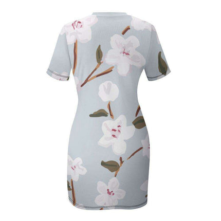 Elegant Ivory Short Sleeve Crew Neck Dress - Perfect for Any Occasion