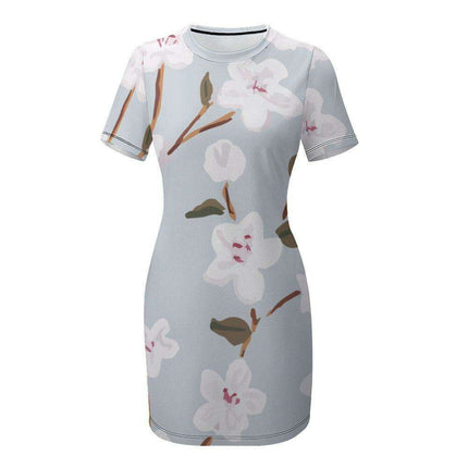 Elegant Ivory Short Sleeve Crew Neck Dress - Perfect for Any Occasion