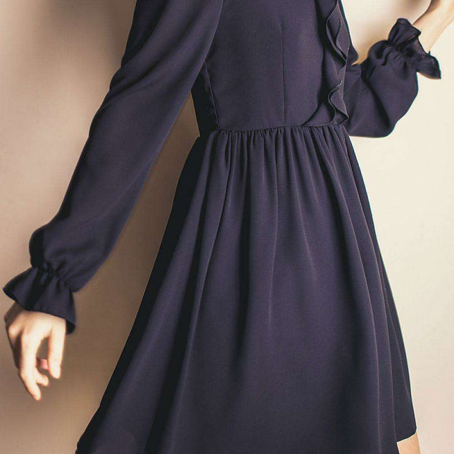 Elegant Jabot-Accented Cocktail Dress by Jersa