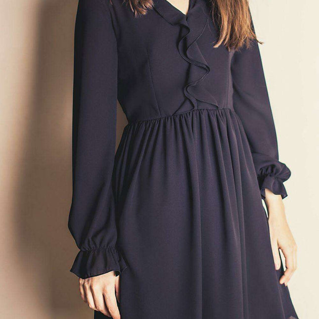 Elegant Jabot-Accented Cocktail Dress by Jersa