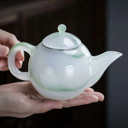 Elegant Jade Green Porcelain Tea Set - Deluxe Brewing Experience - Très Elite