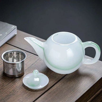 Elegant Jade Green Porcelain Tea Set - Deluxe Brewing Experience - Très Elite
