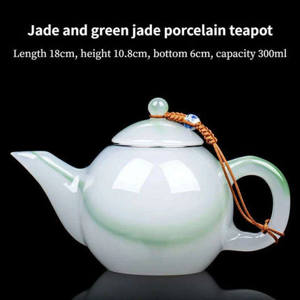 Elegant Jade Green Porcelain Tea Set - Deluxe Brewing Experience - Très Elite