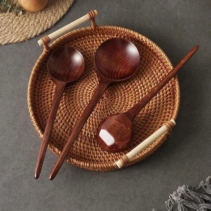 Elegant Japanese Artisan Wooden Soup Spoon with Extended Handle for Fine Dining - Très Elite