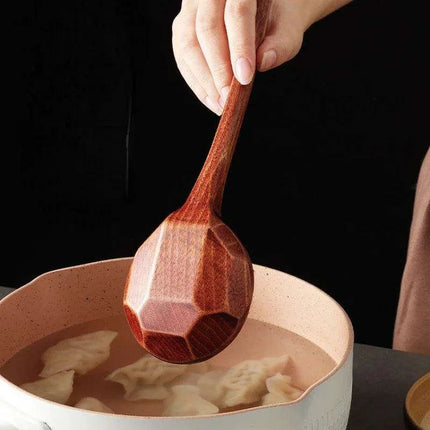 Elegant Japanese Artisan Wooden Soup Spoon with Extended Handle for Fine Dining - Très Elite