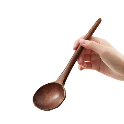 Elegant Japanese Artisan Wooden Soup Spoon with Extended Handle for Fine Dining - Très Elite