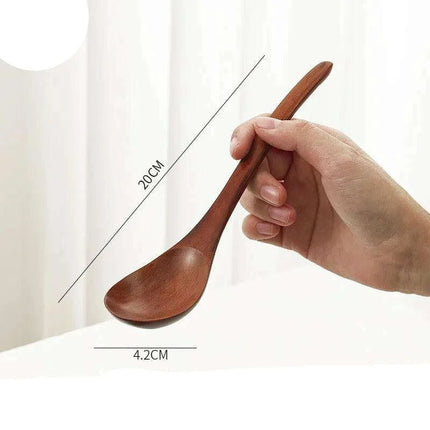Elegant Japanese Artisan Wooden Soup Spoon with Extended Handle for Fine Dining - Très Elite