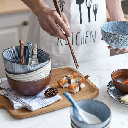 Elegant Japanese Ceramic Ramen and Soup Bowl Set - Très Elite