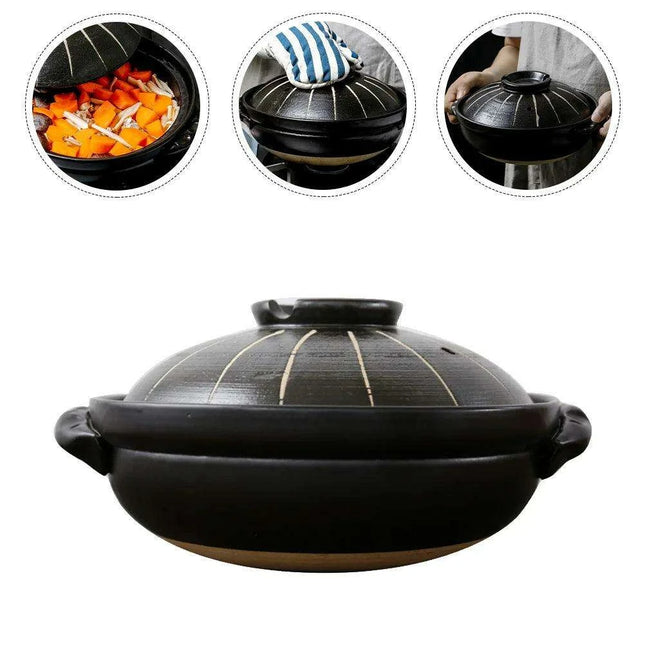 Elegant Japanese Ceramic Soup Pot - 2.6L Versatile Stovetop Cookware