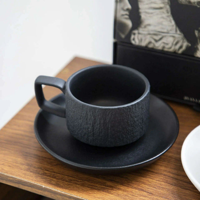 Elegant Japanese-Inspired Stone Grain Ceramic Coffee Mug for Home and Office Use