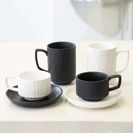 Elegant Japanese-Inspired Stone Grain Ceramic Coffee Mug for Home and Office Use - Très Elite