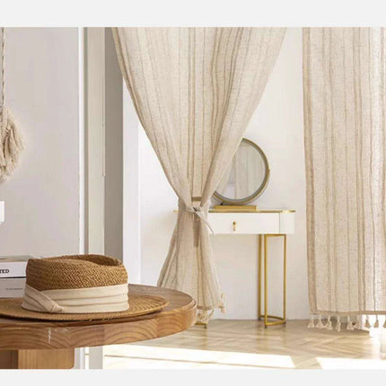 Elegant Japanese Lace Curtains with Cotton Tassels - Très Elite