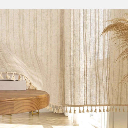 Elegant Japanese Lace Curtains with Cotton Tassels - Très Elite