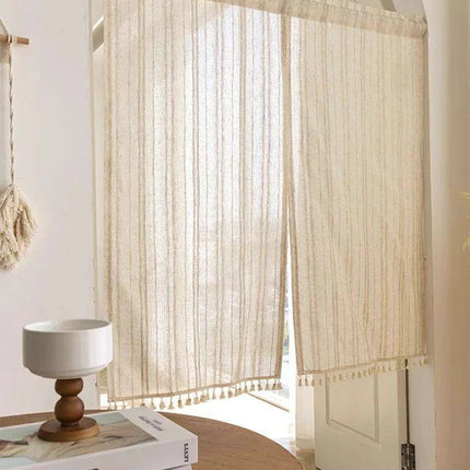 Elegant Japanese Lace Curtains with Cotton Tassels..